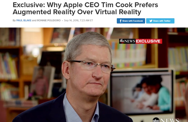 Tim Cook ủng hộ AR hơn VR