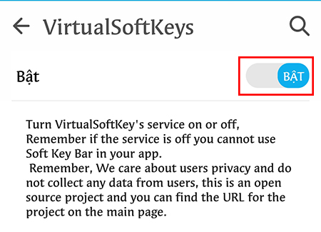 Bật khả năng truy cập cho ứng dụng Virtual SoftKeys