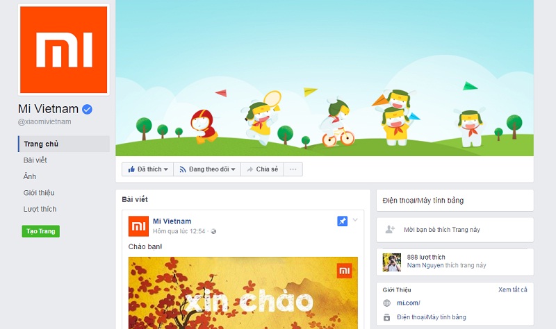 Trang Facebook chính thức của Xiaomi Việt Nam Trang Facebook chính thức của Xiaomi Việt Nam
