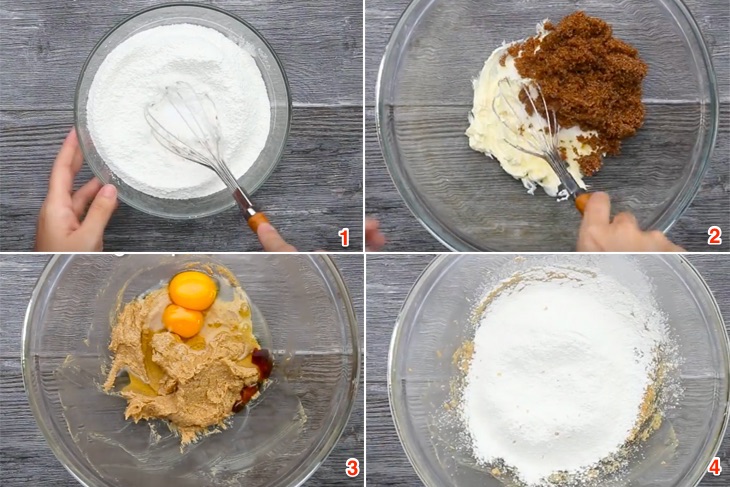 Bước 1 Trộn bột bánh quy chocolate chip bằng chảo chống dính