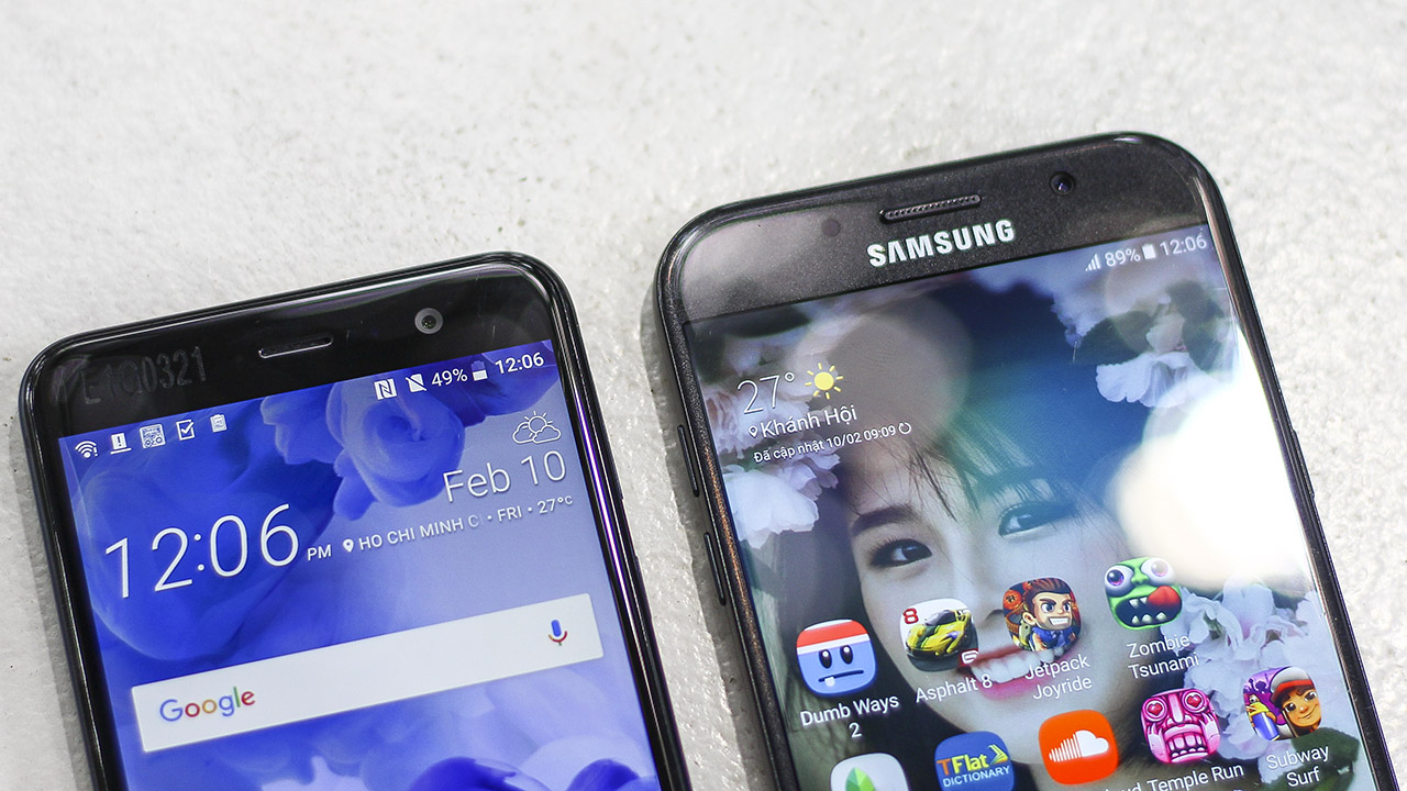 Đọ dáng Galaxy A7 2017 và HTC U Play