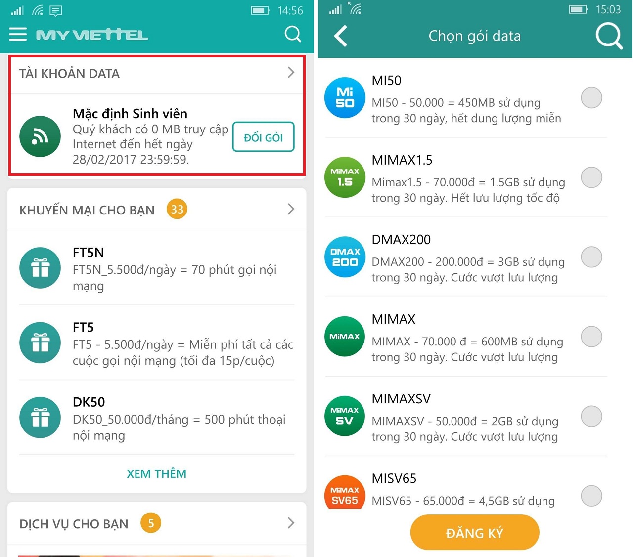 Mời bạn tải về My Viettel dành cho Windows Phone