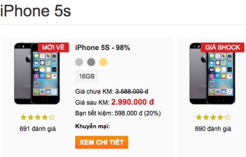 iPhone 5s hàng xách tay giảm giá mạnh, xuống dưới mức 3 triệu đồng