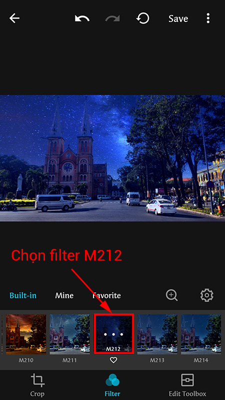 chọn filter dải ngân hà mang tên M212.