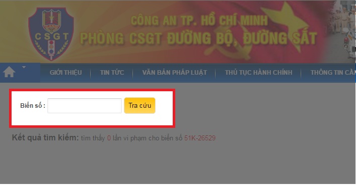 Tra cứu vi phạm giao thông trực tuyến tại TP. HCM