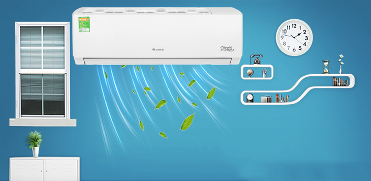 Máy lạnh Gree Inverter 0.8 HP GWC07PA-K3D0P4 sở hữu thiết kế đơn giản, sang trọng