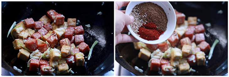 Cách làm đậu hũ xóc thịt heo hộp 4