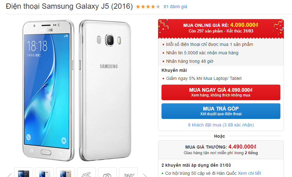 Galaxy J5 (2016): Smartphone pin trâu, giá rẻ nhất của Samsung vừa được giảm giá