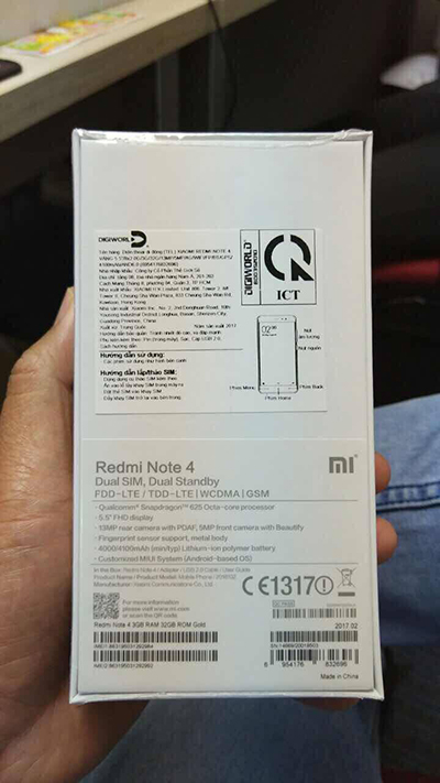 Hé lộ Xiaomi Redmi Note 4 hàng chính hãng quốc tế sẽ phân phối tại TGDĐ sắp tới