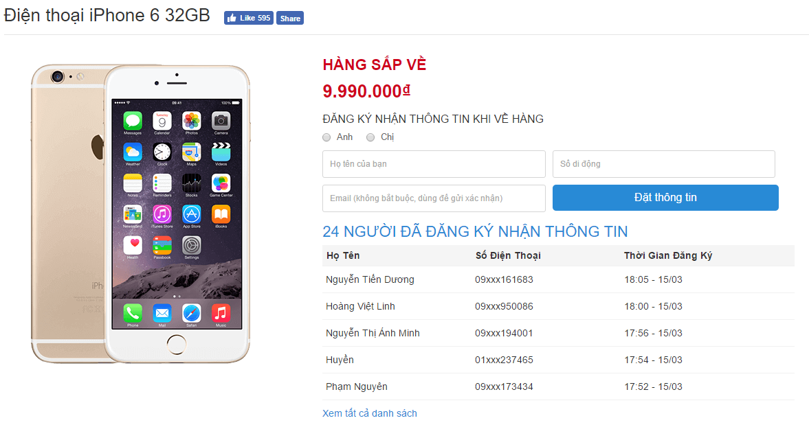 iPhone 6 bản 32 GB lên kệ với giá cực hấp dẫn iPhone 6 bản 32 GB lên kệ với giá cực hấp dẫn