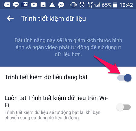 Kích hoạt tính năng tiết kiệm dữ liệu