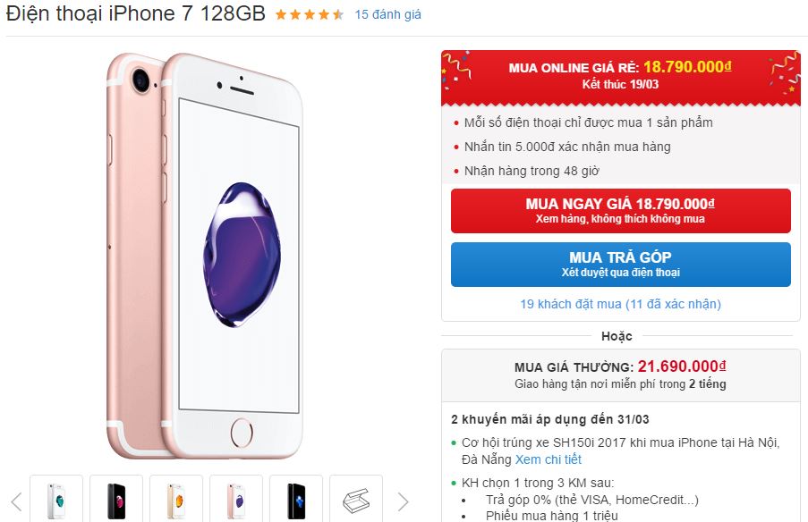 iPhone 7 bản 128 GB được giảm giá sốc trước đó