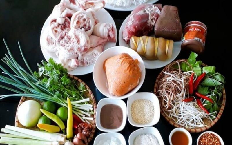 Nguyên liệu nấu bún bò Huế ngon