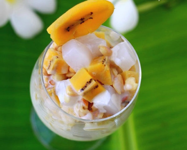 How to make delicious cool coconut jelly banana tea to cool off on a hot day