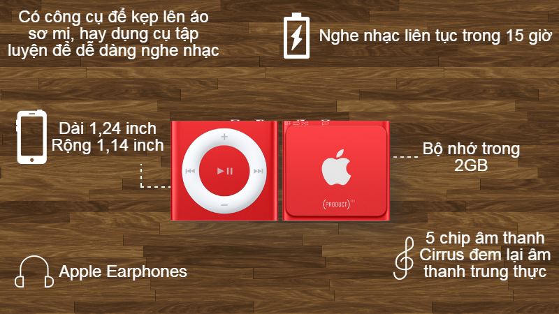 apple ipod shuffle phiên bản màu đỏ