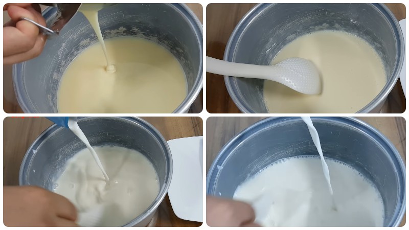 Nấu hỗn hợp sữa