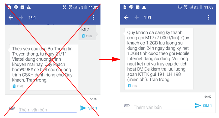 Vài tháng trở lại đây, rất nhiều người dùng Viettel đã không còn đăng ký được gói cước MT7, chỉ 7.000đ cho 1.2 GB/ngày. Nếu bạn gặp trường hợp tương tự hãy thử cách sau đây của Pgdphurieng.edu.vn nhé.  Cú pháp MT7 gửi 191 rất quen thuộc với người dùng mạng Viettel, nhưng thời gian gần đây, rất nhiều thuê bao đã không thể đăng ký và nhận được thông báo rằng 