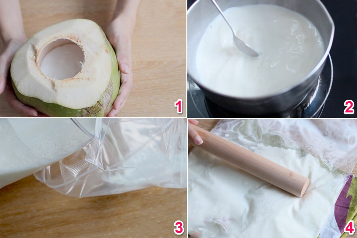 Bước 2 Làm kem tuyết Bingsu trái dừa