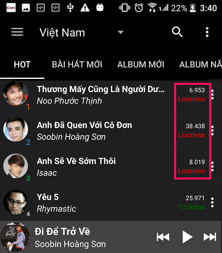 Cách tải nhạc chất lượng cao, lossless trên điện thoại Android