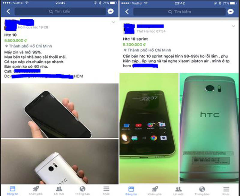 người dùng bán lại HTC 10