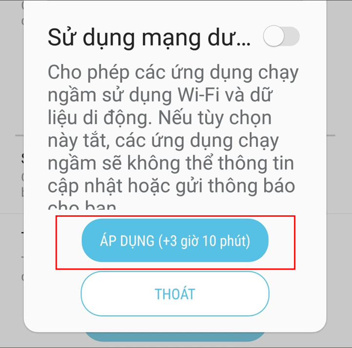 Chọn áp dụng để hoàn thành