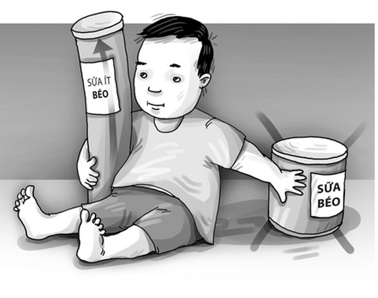 Sữa dành cho bé thừa cân nên là sữa ít béo, ít ngọt