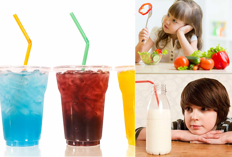 Bé uống nhiều nước ngọt, giảm lượng sữa và đồ ăn nạp vào cơ thể, dễ khiến cơ thể thiếu chất Bé uống nhiều nước ngọt, giảm lượng sữa và đồ ăn nạp vào cơ thể, dễ khiến cơ thể thiếu chất