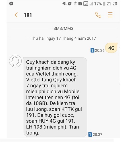 Soạn 4G gửi 191