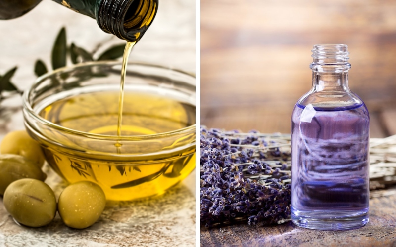 Treating cracked heels with olive oil and lavender essential oil