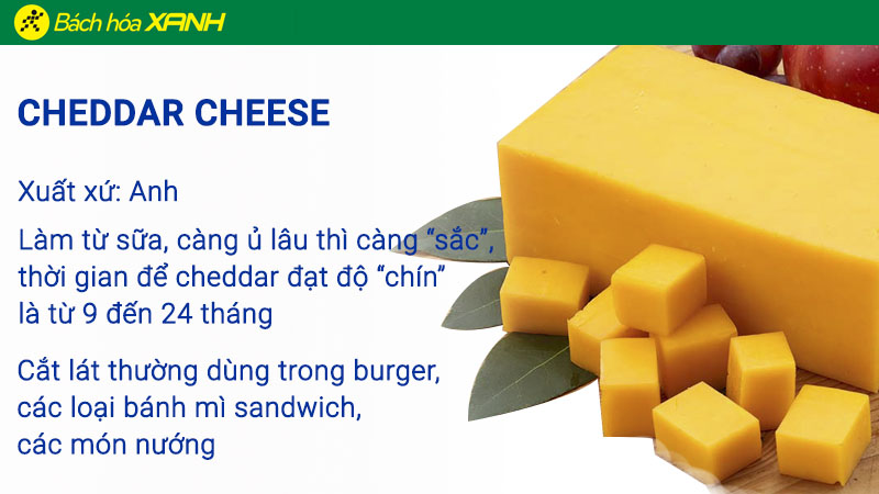 Phô mai cheddar có màu vàng nhạt