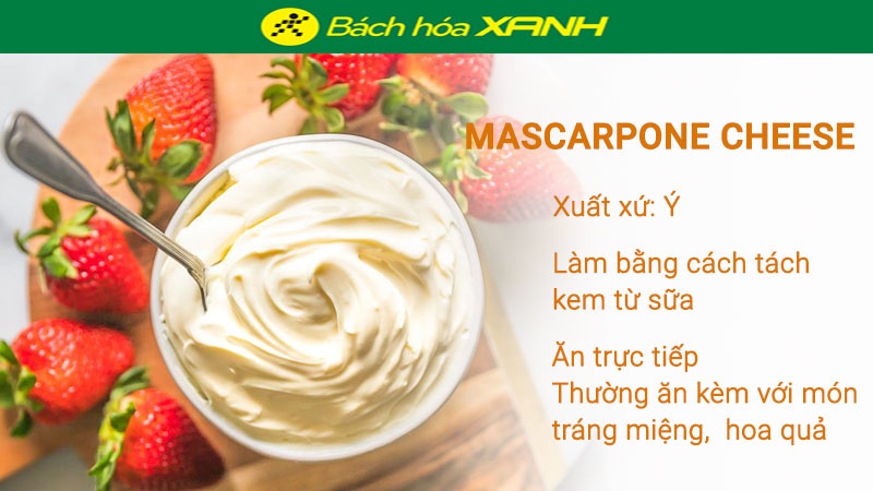 Mascarpone cheese hơi mềm, có màu trắng và tươi