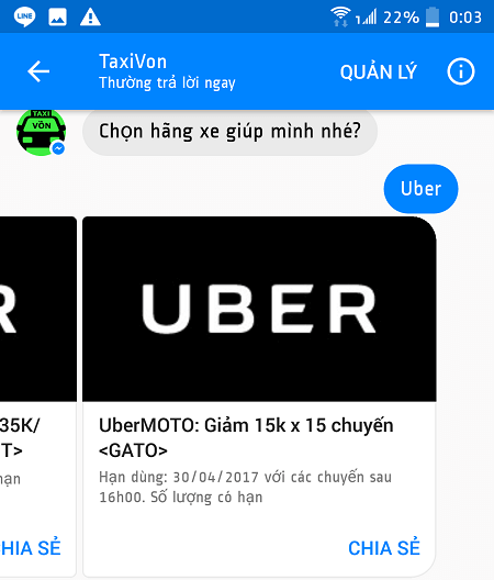 Mã giảm giá Uber