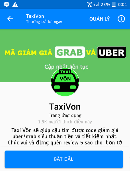 Chat với Taxi Vồn