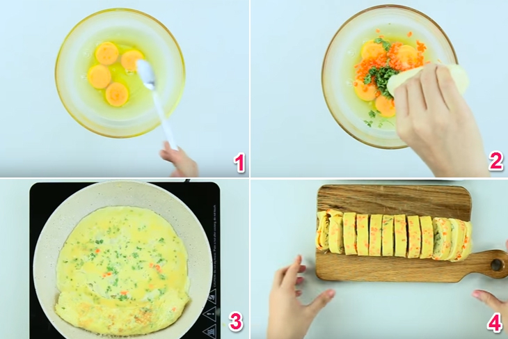Nhấn vào ảnh để phóng to Bước 1 Chiên trứng cuộn Sushi trứng cuộn