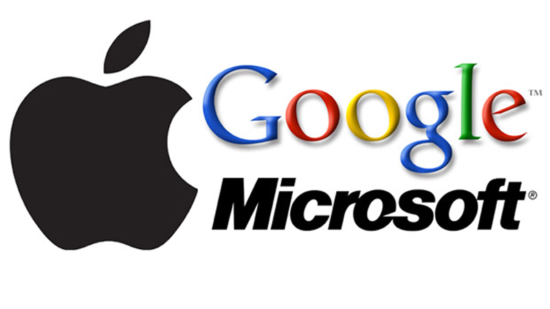 apple, microsoft, google.