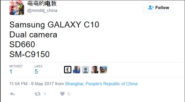 Galaxy C10 sẽ là Smartphone đầu tiên của Samsung trang bị camera kép