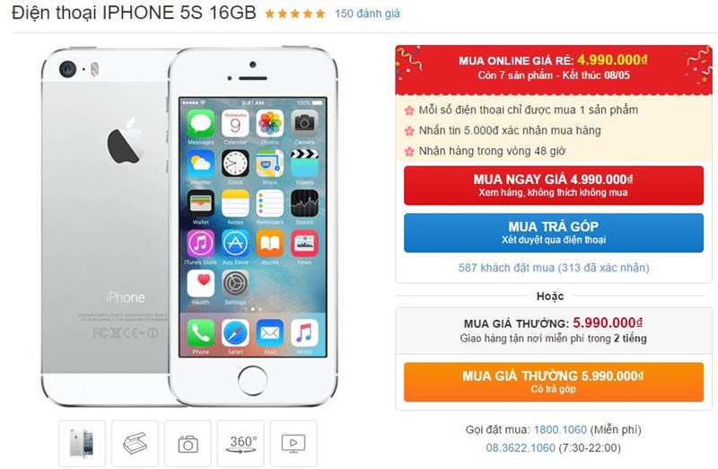 iPhone 5s bất ngờ giảm giá như chưa bao giờ được giảm
