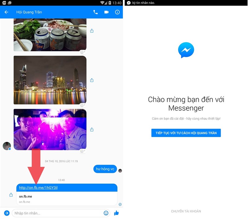 đăng xuất messenger