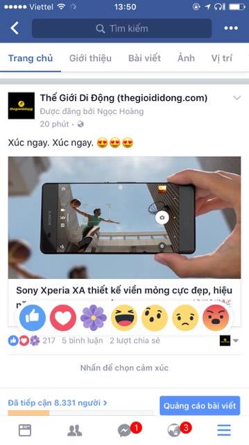 Facebook thêm biểu tượng tương tác 