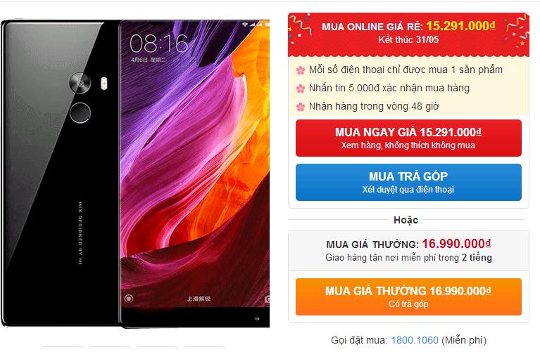 Xiaomi MiMix điện thoại không viền cực đẹp đang giảm giá cực sốc