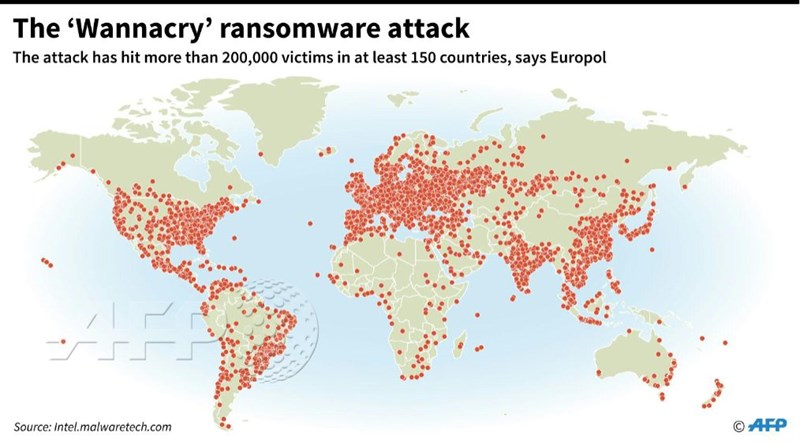 Ransomware WannaCry đã xuất hiện trên hơn 150 quốc gia Ransomware WannaCry đã xuất hiện trên hơn 150 quốc gia
