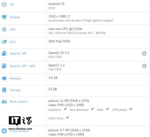Huawei Nova 2 GFXBench Huawei Nova 2 GFXBench