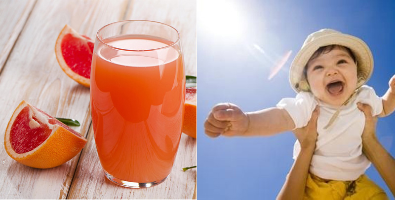 Chất chống oxy hóa trong bưởi đào giúp da bé chống lại tia cực tím