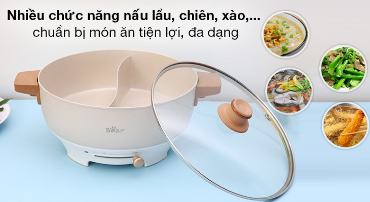 Nồi lẩu điện Bear DHG -C50K1 5 lít nhiều chức năng nấu đa dạng