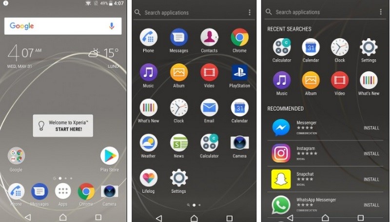 Giao diện Xperia Home