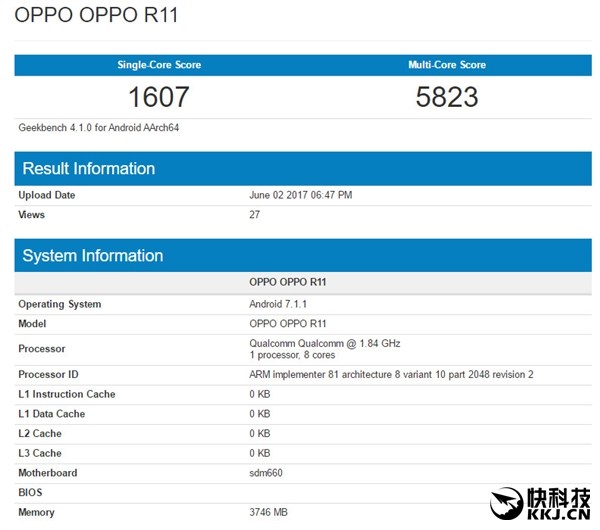 OPPO R11 camera kép lộ điểm hiệu năng cực kỳ mạnh mẽ trên Geekbench