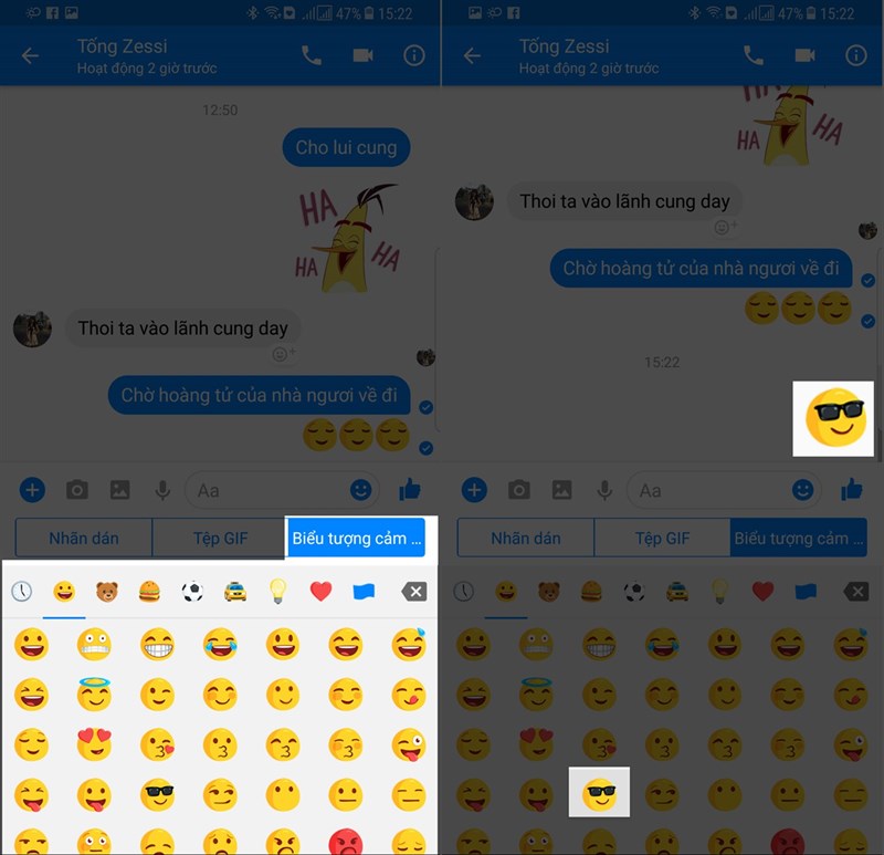 Cách gửi icon khổng lồ, icon có hiệu ứng trên Messenger