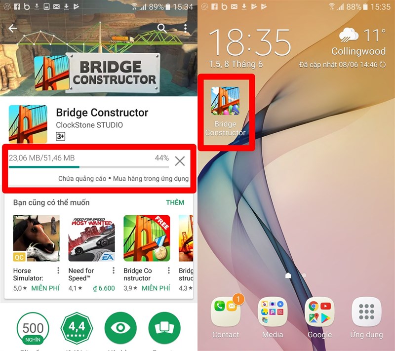 Hoàn tất việc cài đặt ứng dụng/game Hoàn tất việc cài đặt ứng dụng/game