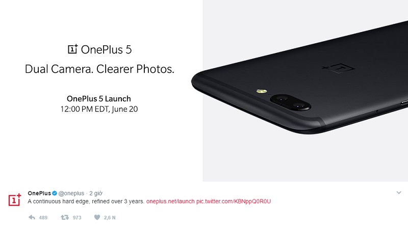 OnePlus xác nhận OnePlus 5 trên Twitter