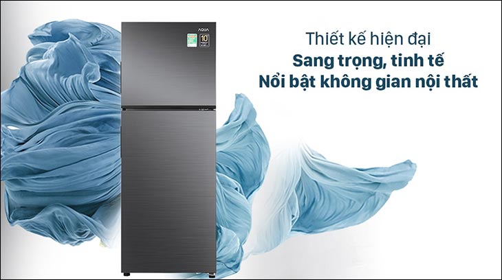Tủ lạnh AQUA Inverter 212 lít AQR-T239FA(HB) có chất liệu cửa tủ bằng thép không gỉ bền bỉ, chắc chắn